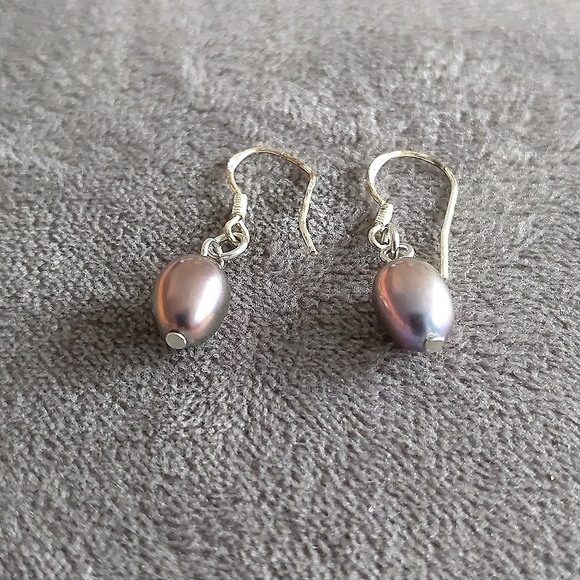 925 sterling silver plum pearl earrings - Picture 3 of 4